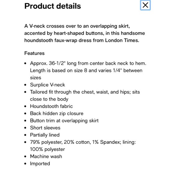 NWT- London Times Womens V-Neck Faux Wrap Houndstooth pink heart Dress - Size 8 - Picture 3 of 16